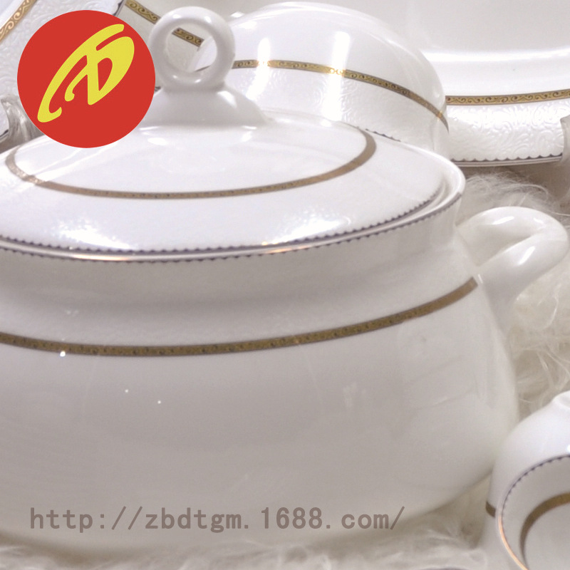 欧式浮雕骨瓷餐具套装 批发50头 欧式方形碗碟盘陶瓷餐具礼品1