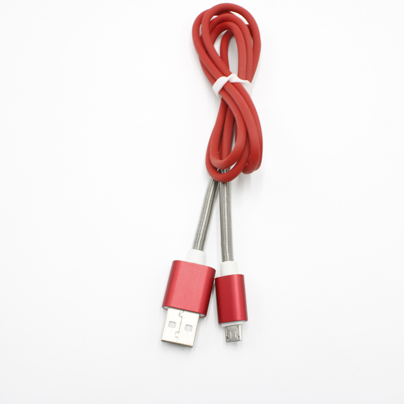 铝合金接头订 厂家直销Q弹弹簧彩色数据线安卓苹果手机充电线USB5