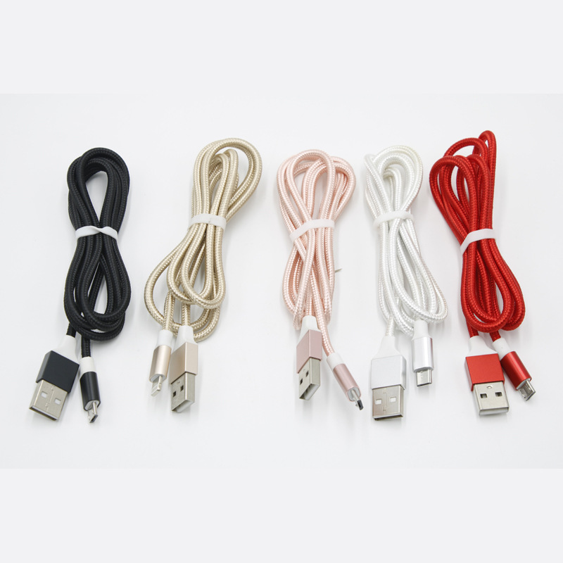 USB数据线 定制 苹果安卓数据线 彩色布网编织 厂家批发 手机充电线1
