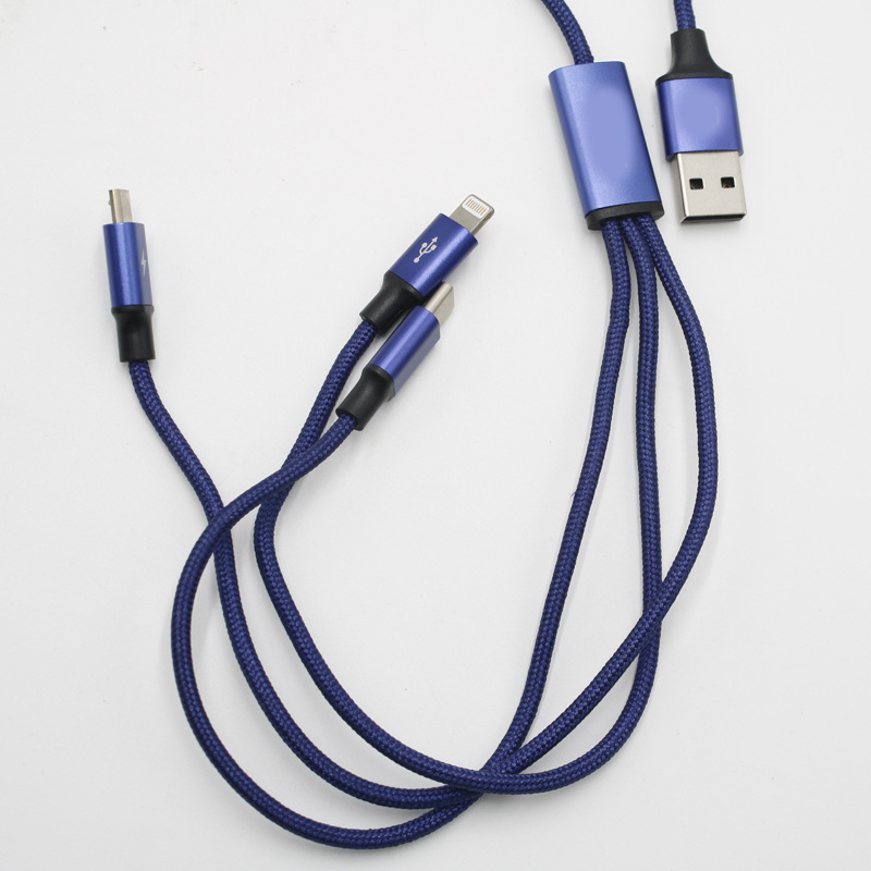 车载USB线 安卓手机一拖三数据线 通用三合一多用功能双头充电器1
