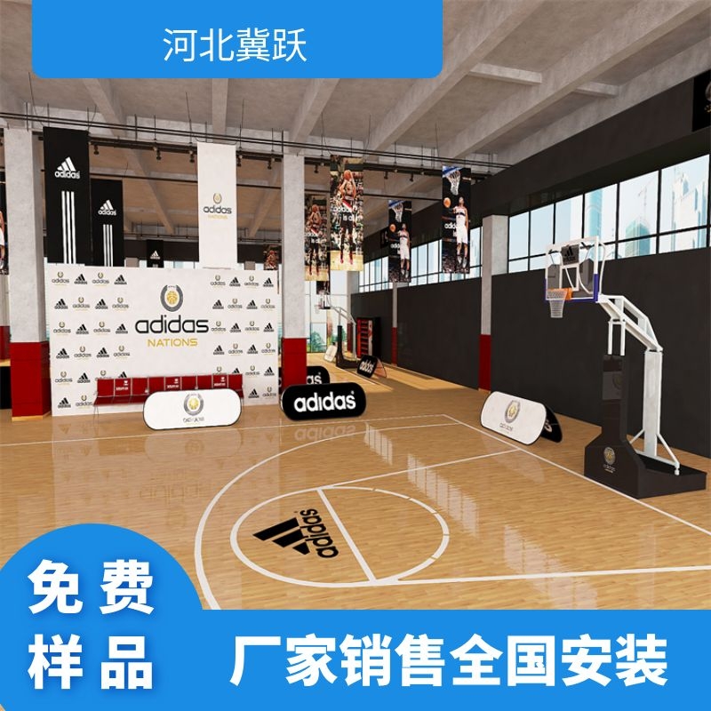 河北冀跃室内篮球运动木地板工厂 实木体育地板划线 耐磨悬浮体育运动地板3