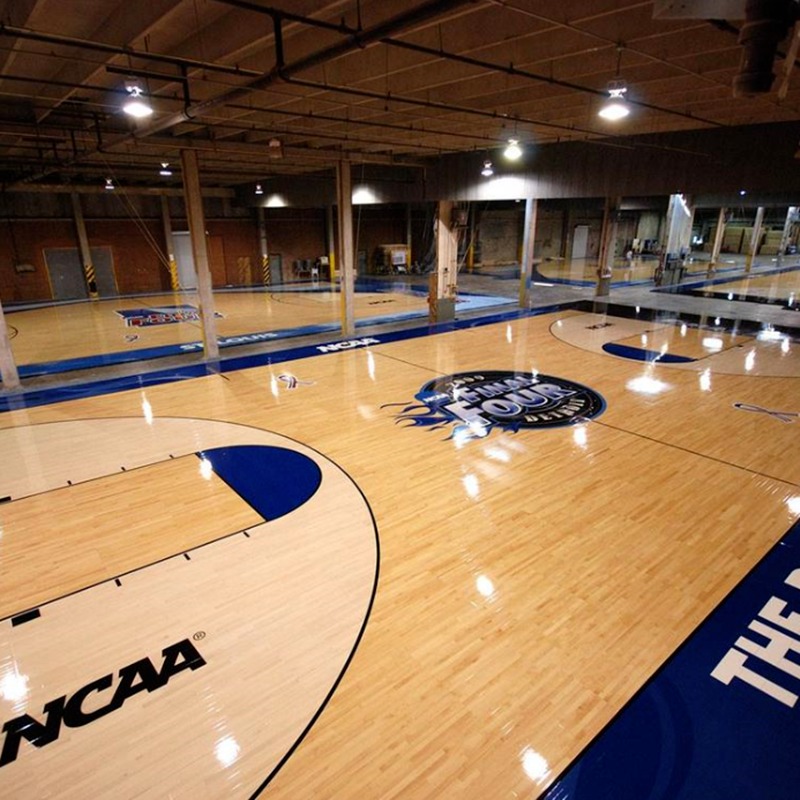上门安装 冀跃室内篮球运动木地板工厂 耐磨悬浮体育运动地板 实木体育地板划线9