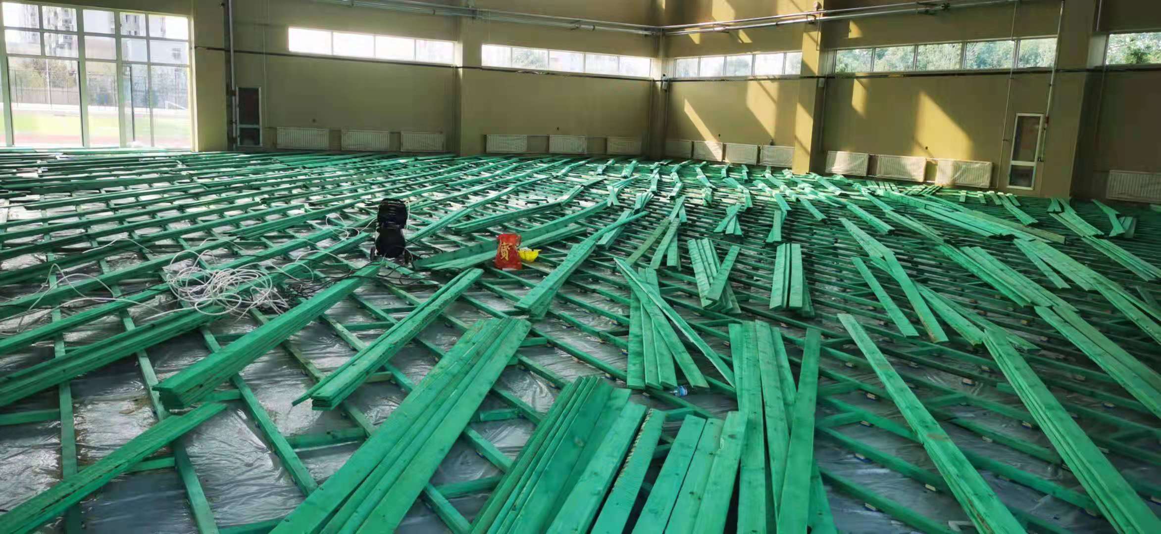 单龙骨结构 枫桦木A级 篮球馆木地板 启禾体育 厂家销售 体育木地板2