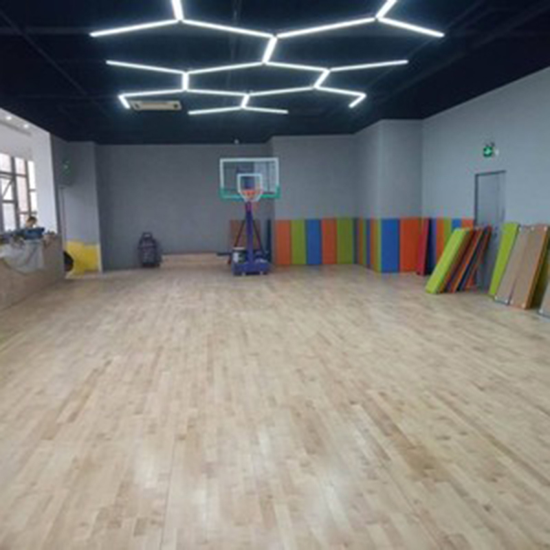 森舒防滑耐磨木地板 篮球场专用运动木地板 健身房实木地板 羽毛球枫桦木体育馆3