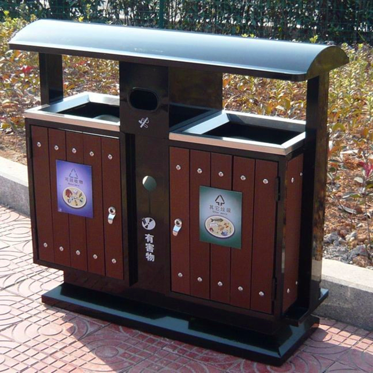 环卫塑料垃圾桶厂家 餐厨专用垃圾桶 创意环卫垃圾桶 防腐木垃圾桶 隆昕品牌1