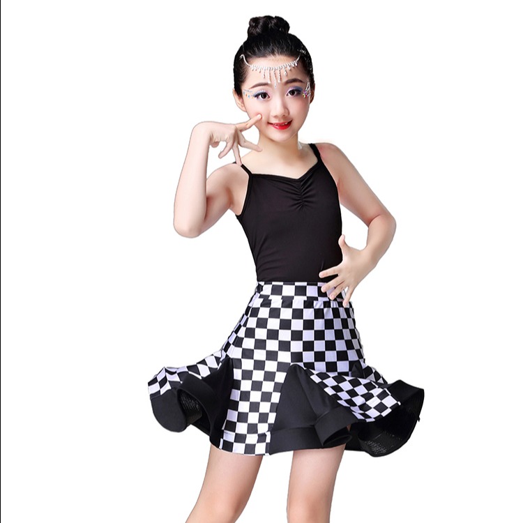 夏季新款儿童少儿拉丁舞裙女吊带分体练功服演出表演服套装3