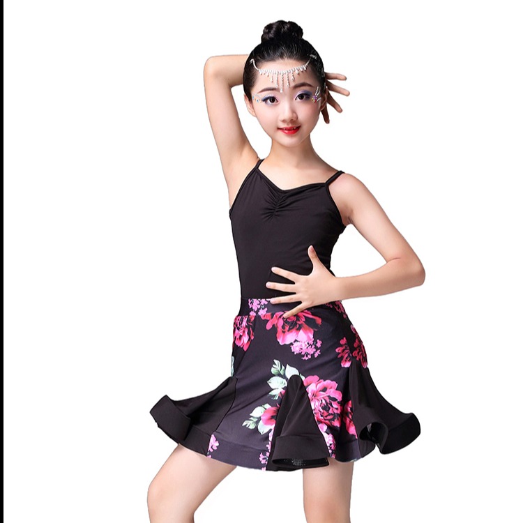 夏季新款儿童少儿拉丁舞裙女吊带分体练功服演出表演服套装6