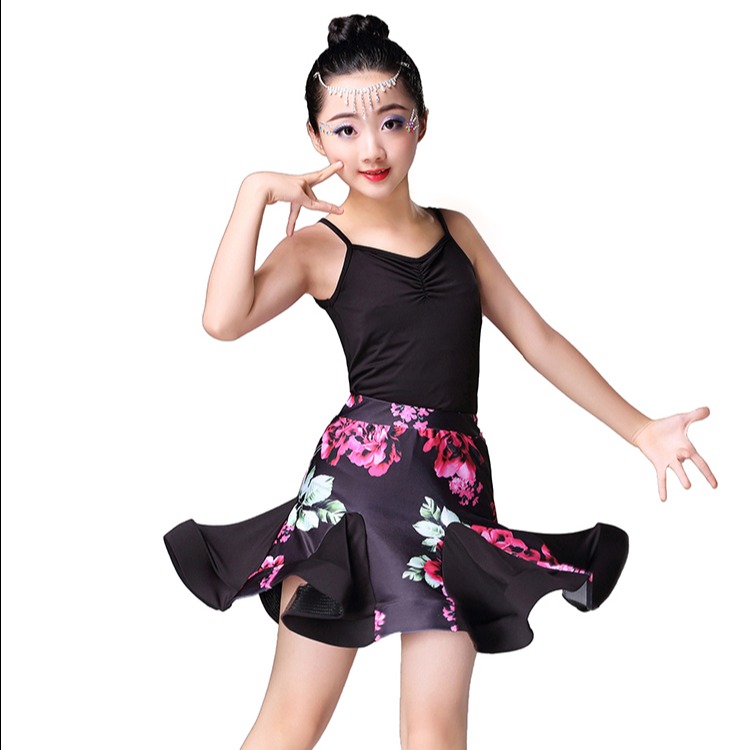 夏季新款儿童少儿拉丁舞裙女吊带分体练功服演出表演服套装5