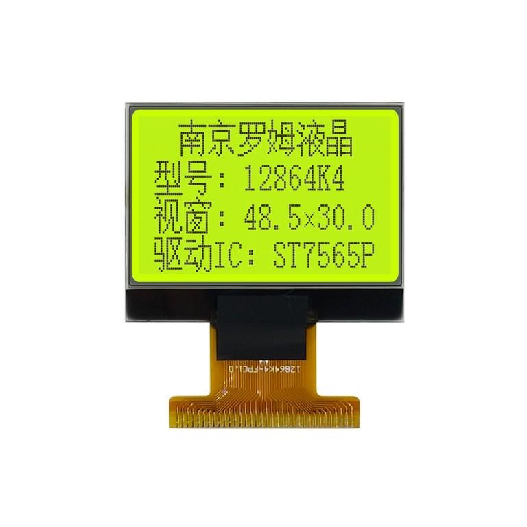南京罗姆液晶供应12864K4液晶屏 工厂自销 黄绿底黑字 1.9寸LCD屏 ST7565P