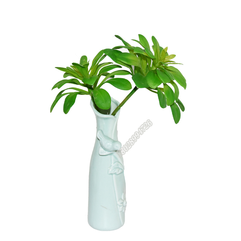 树猫新款仿真多肉植物26cm双头黑法师塑料花盆栽室内装饰绿植6