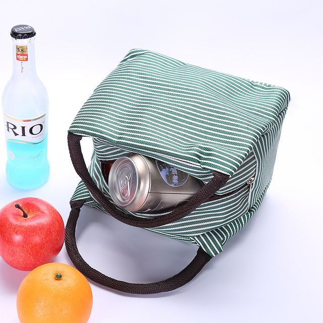 新款创意色织布保温袋便携野餐保鲜冰包铝膜防水午餐包厂家定制3