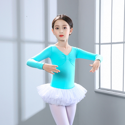 冬季芭蕾舞裙女中国舞蓬蓬裙幼儿考级练功服装 舞童艺儿童舞蹈服长袖4