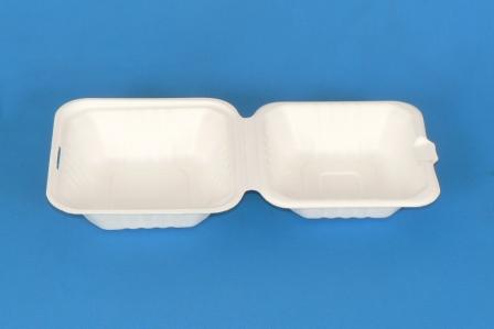 一次性碗、碟、盘、盒 一次性绿色环保可降解的甘蔗浆纸P-HB06六寸汉堡盒4