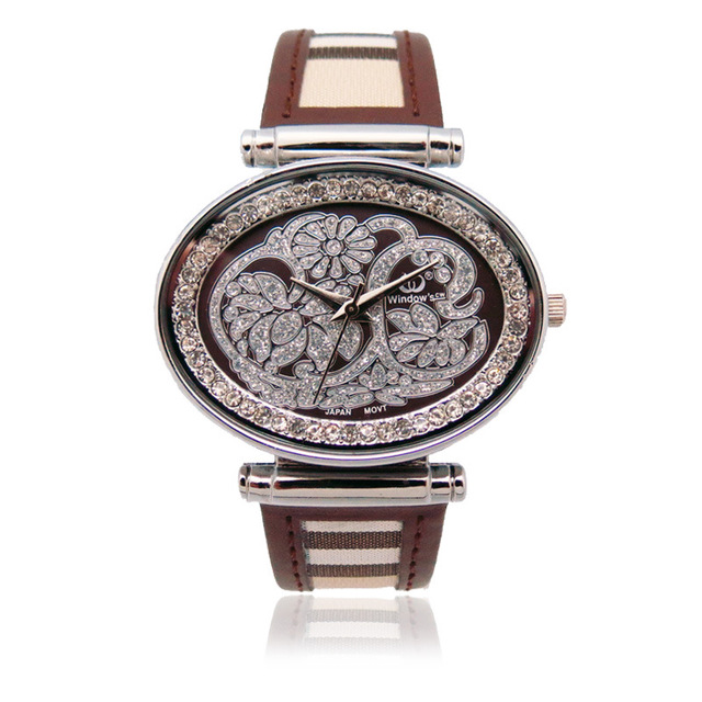 OEM定制 时尚镶钻女士手表 外贸原石英手表厂家供应女士礼品手表