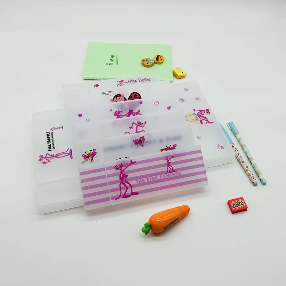 塑料笔盒定制透明磨砂可印LOGO文具盒铅笔盒个性创意翻盖盒订做3