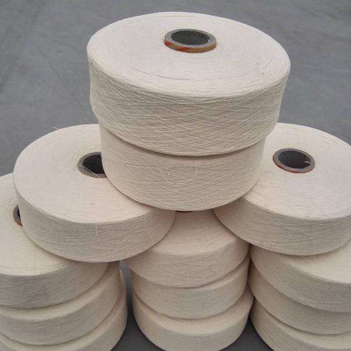 本白棉绳专用包芯棉纱 厂家直销4-5支气流纺本白再生棉纱