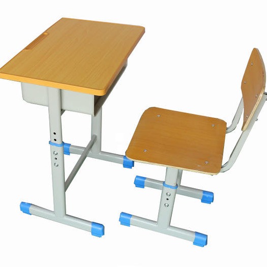 河北桌椅生产厂家可升降钢木课桌椅 椭圆管可升降优质课桌椅