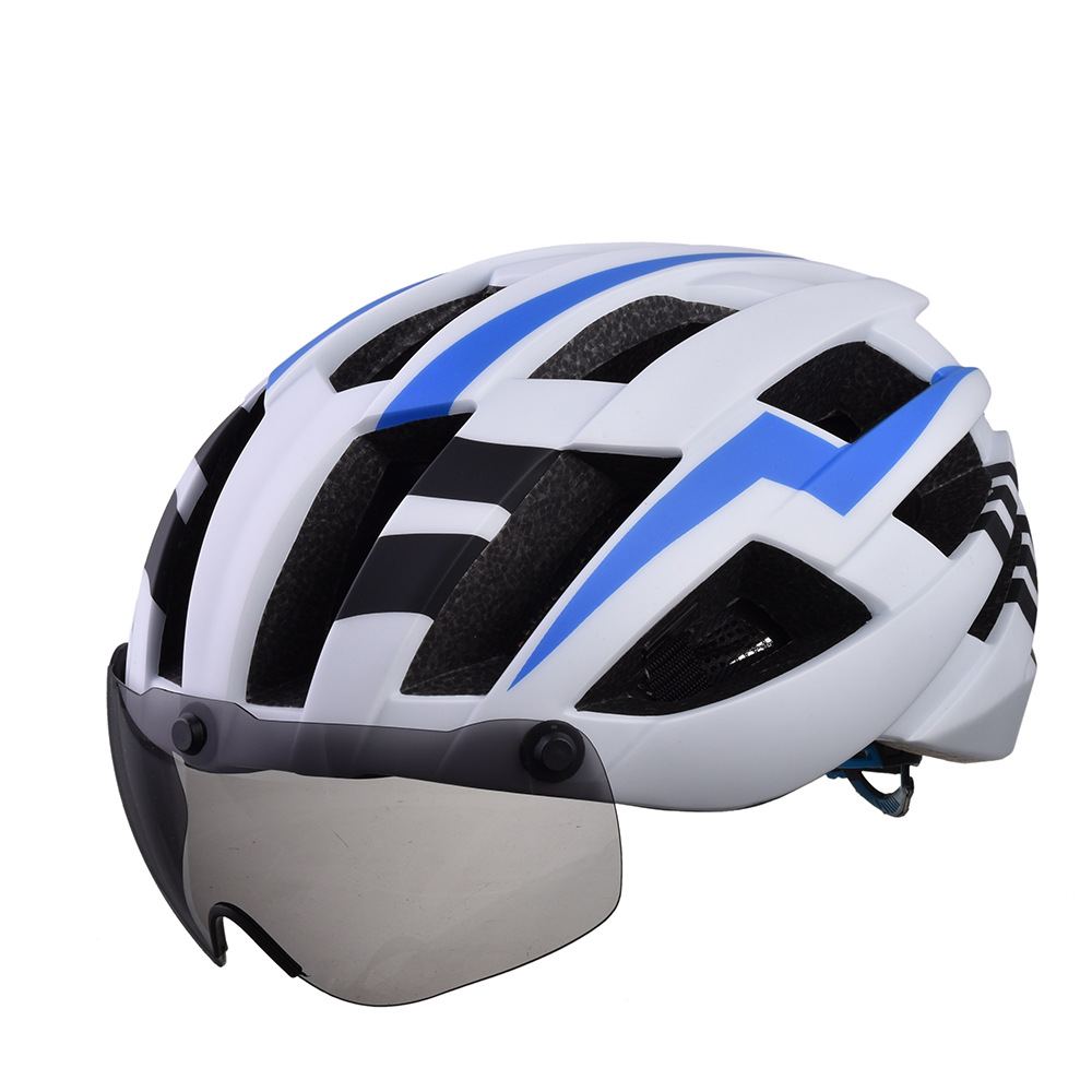 防风带吸磁风镜骑行头盔一体成型安全头盔公路山地车头盔轮滑头盔3