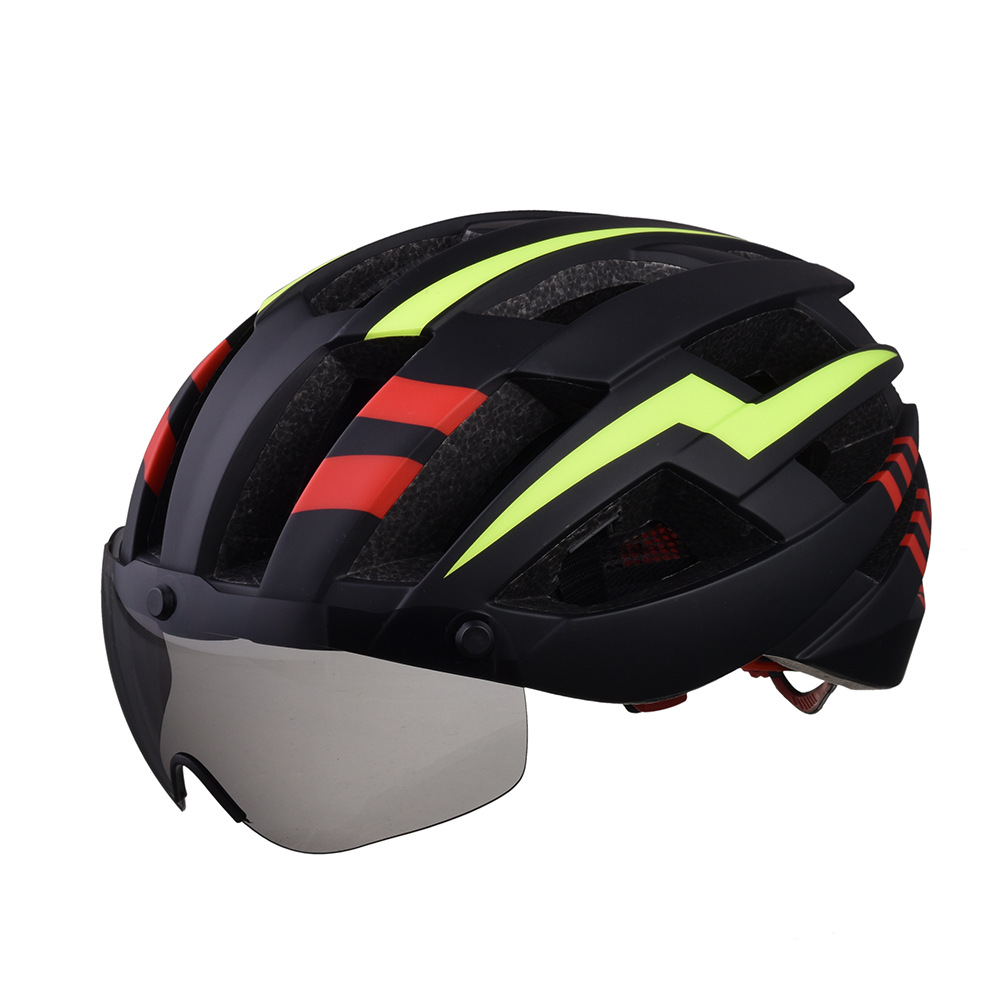 防风带吸磁风镜骑行头盔一体成型安全头盔公路山地车头盔轮滑头盔9