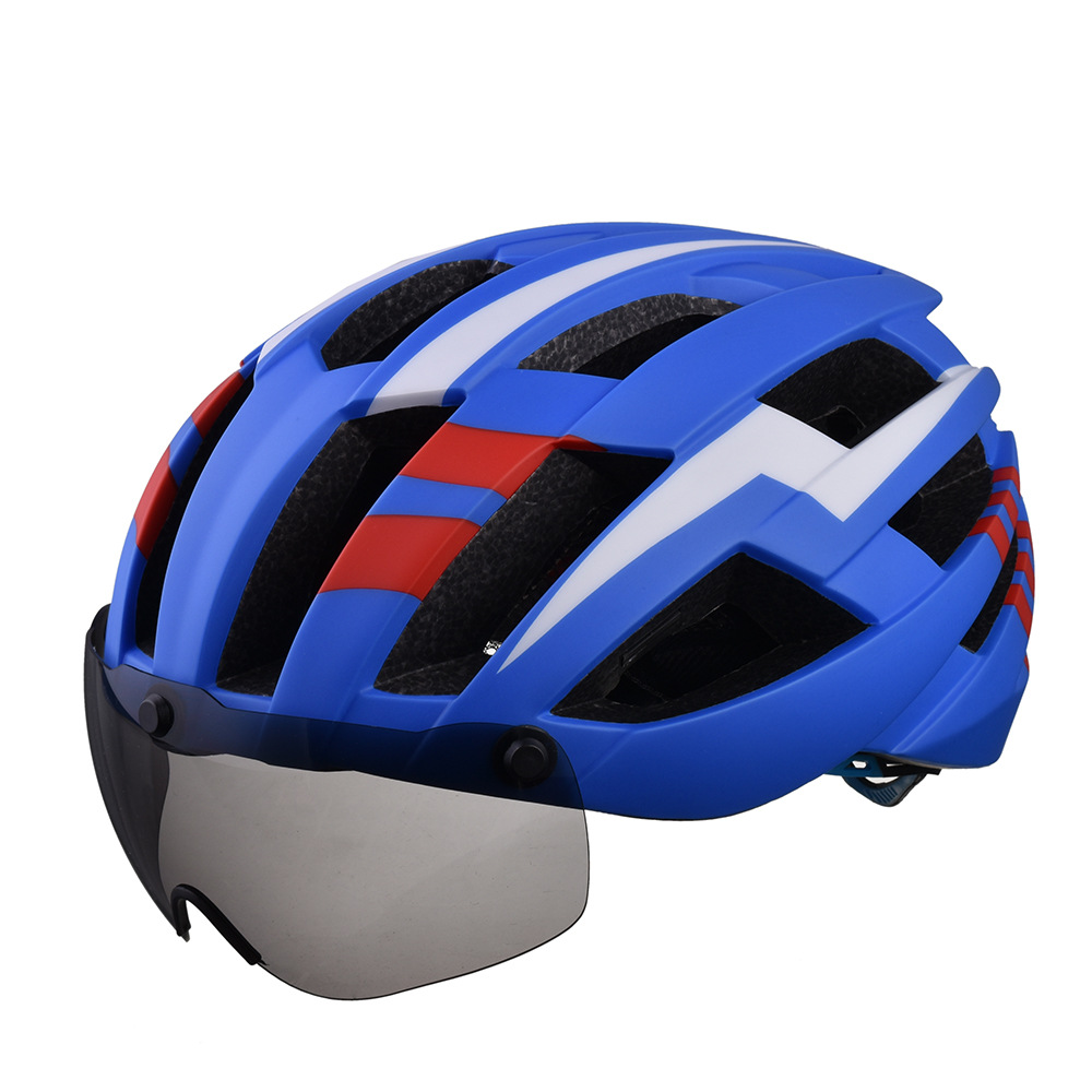 防风带吸磁风镜骑行头盔一体成型安全头盔公路山地车头盔轮滑头盔1