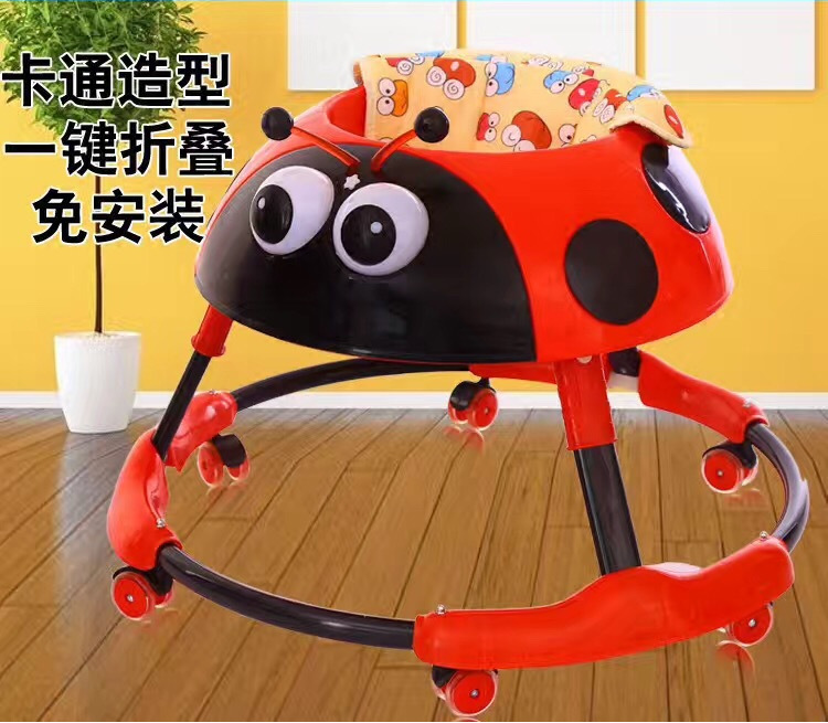 玩具学步车 新款瓢虫学步车可折叠带餐盘灯光 简易静音轮学步车3