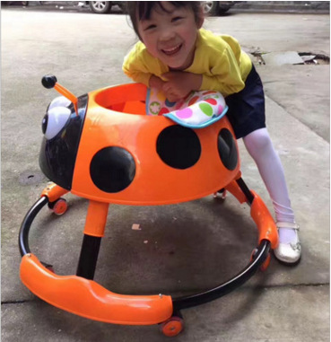 玩具学步车 新款瓢虫学步车可折叠带餐盘灯光 简易静音轮学步车1
