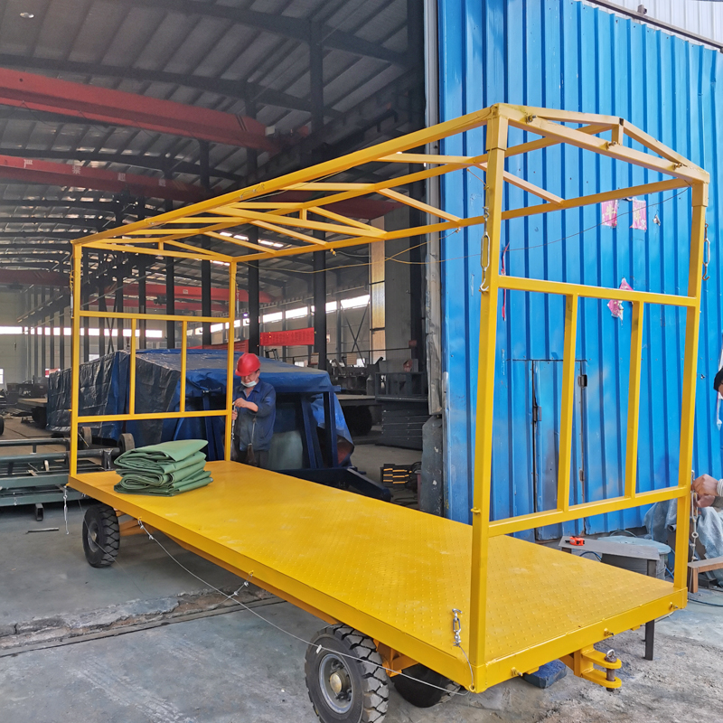 工厂运输工具车 大吨位拖车组 定制户外防雨拖车 带雨棚牵引平板拖车4