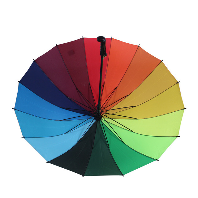 可印logo广告伞 厂家现货批发雨伞自开超大66cm长柄16骨彩虹伞4