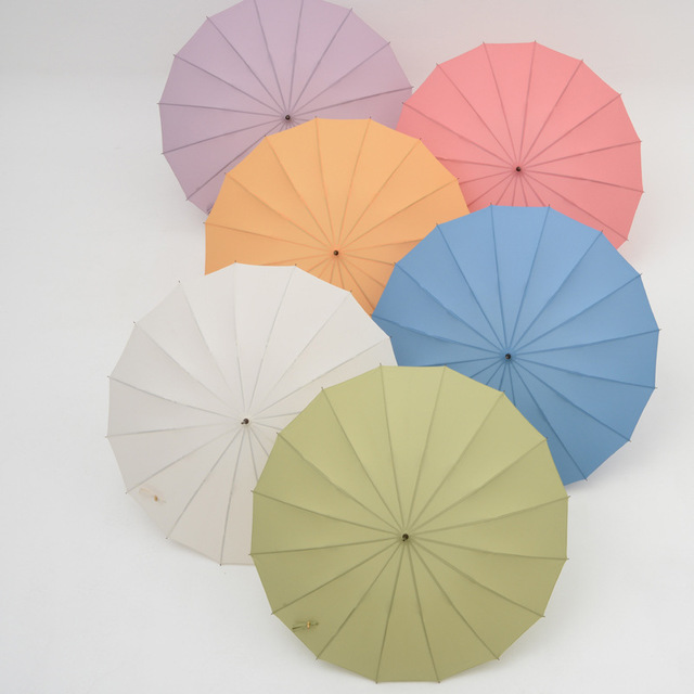 庭院伞 日本系马卡龙纯色长柄雨伞创意小清新全自动晴雨伞2