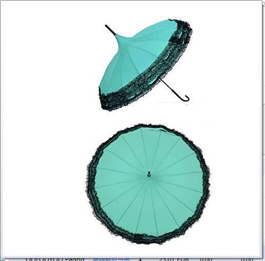 淑女晴雨伞长柄弯钩遮阳伞创意 一件代发公主蕾丝花边宝塔伞直杆1