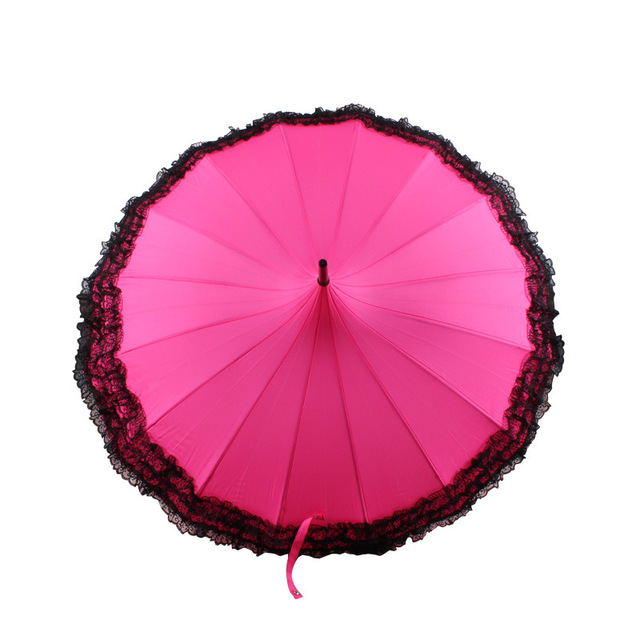 淑女晴雨伞长柄弯钩遮阳伞创意 一件代发公主蕾丝花边宝塔伞直杆7