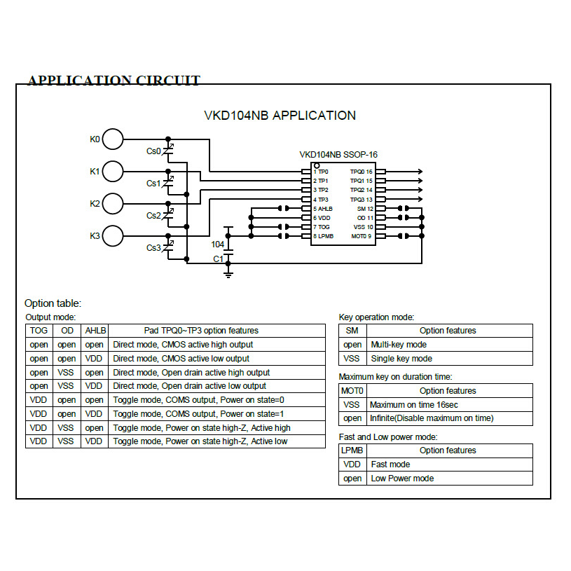 原厂原装 VKD104N 封装16SSOP四键电容触摸检测IC取代传统按键开关TTP大量现货库存 丝印22N2