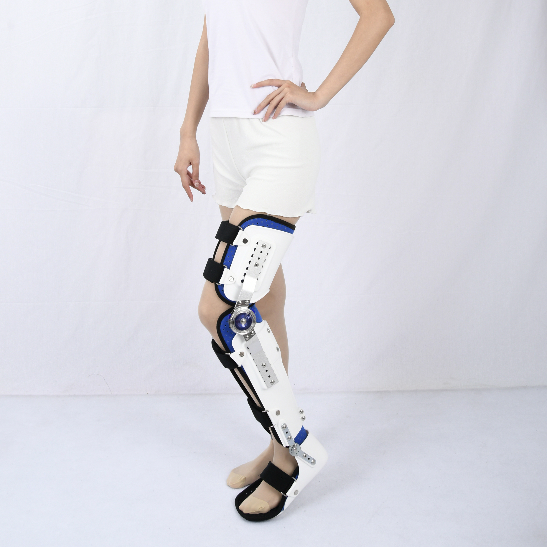 康奇医疗厂家可调膝踝足护具膝关节截瘫行走固定支具股骨骨折护具胯部术后固定护具5