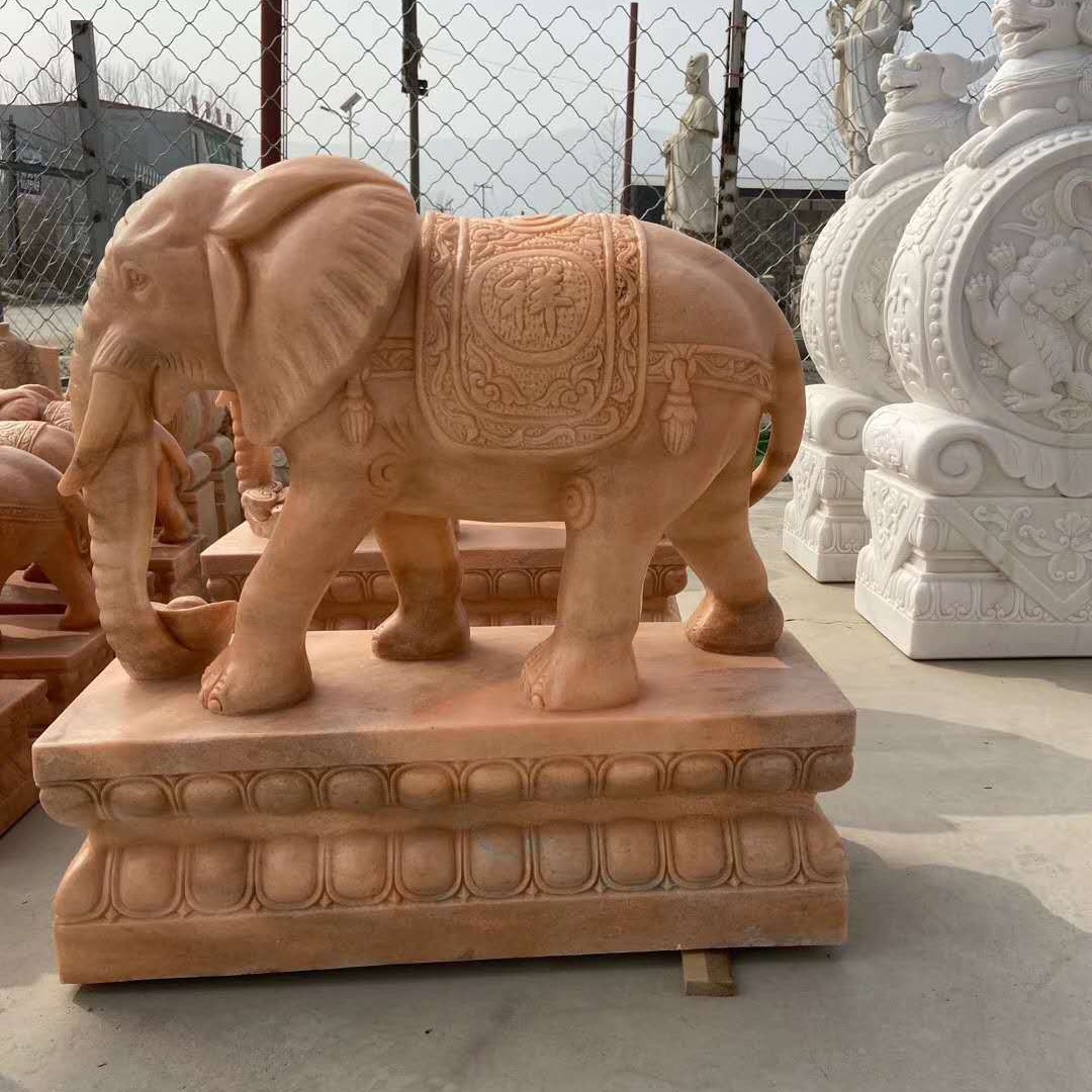 动物雕塑 石雕大象 陈氏石雕 厂家批发定制汉白玉石头象酒店别墅3