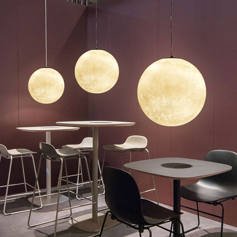 月球灯北欧店铺LED组合吊灯游乐场创意超大火星装饰灯具 LED吊灯2