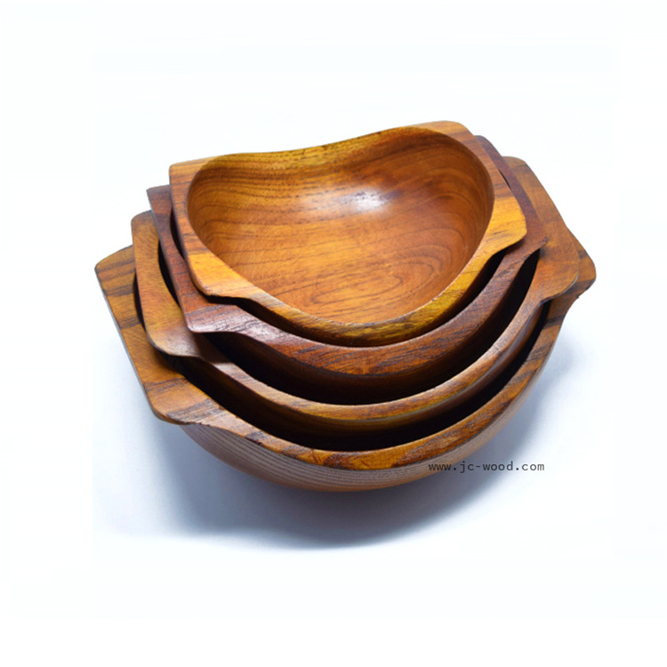 碗、碟、盘 厂家定制经典款式特色不规则形状整木木碗木质金宝碗元宝碗4