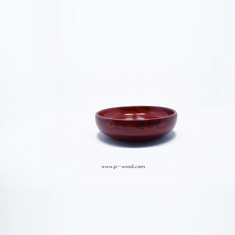 碗、碟、盘 酒红色上漆木质餐具实木餐盘圆盘上色圆盘托盘面包木盘餐碟4
