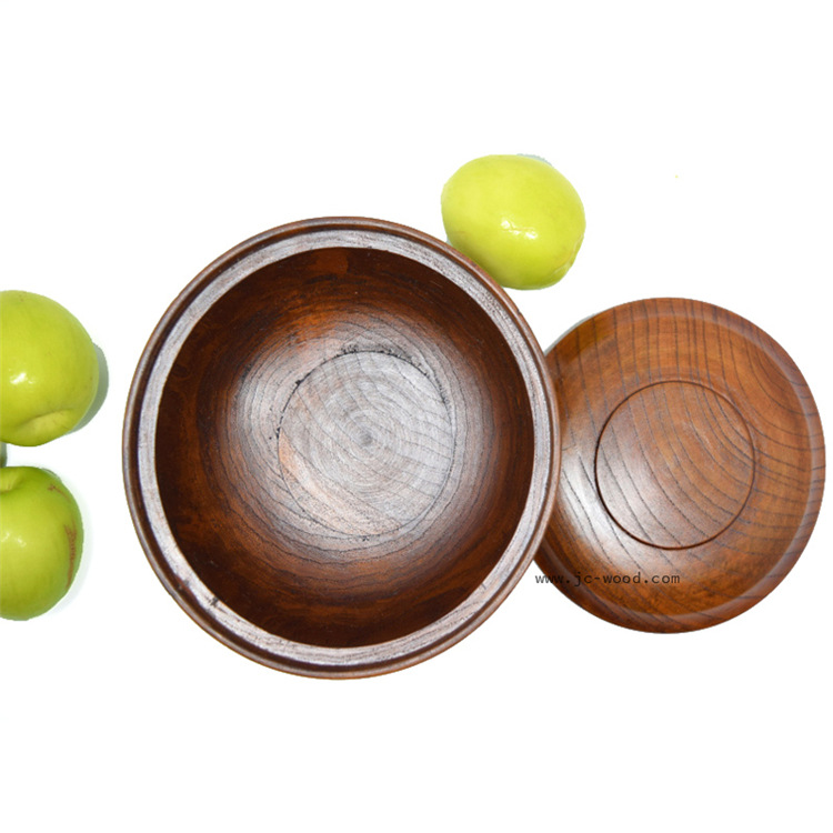碗、碟、盘 厂家定制创意实木圆形木质带盖木碗泡面碗餐具摆件2
