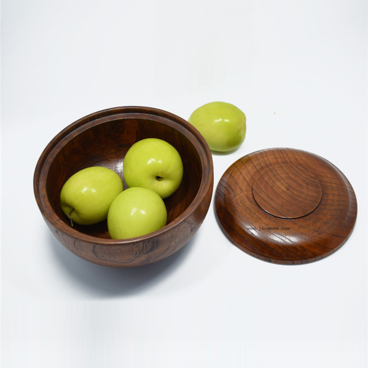 碗、碟、盘 厂家定制创意实木圆形木质带盖木碗泡面碗餐具摆件3