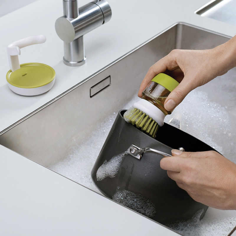 清洗锅碗碟刷 家用按压液体皂液清洁刷 厨房清洁刷尼龙丝餐具刷子6