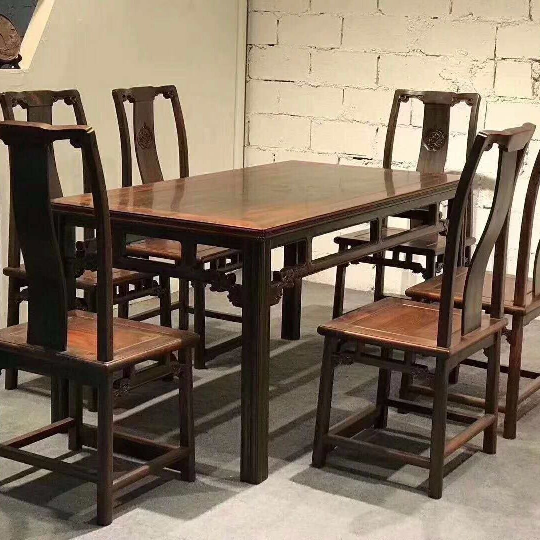 成套餐桌椅 仙游古典家具长餐桌七件套