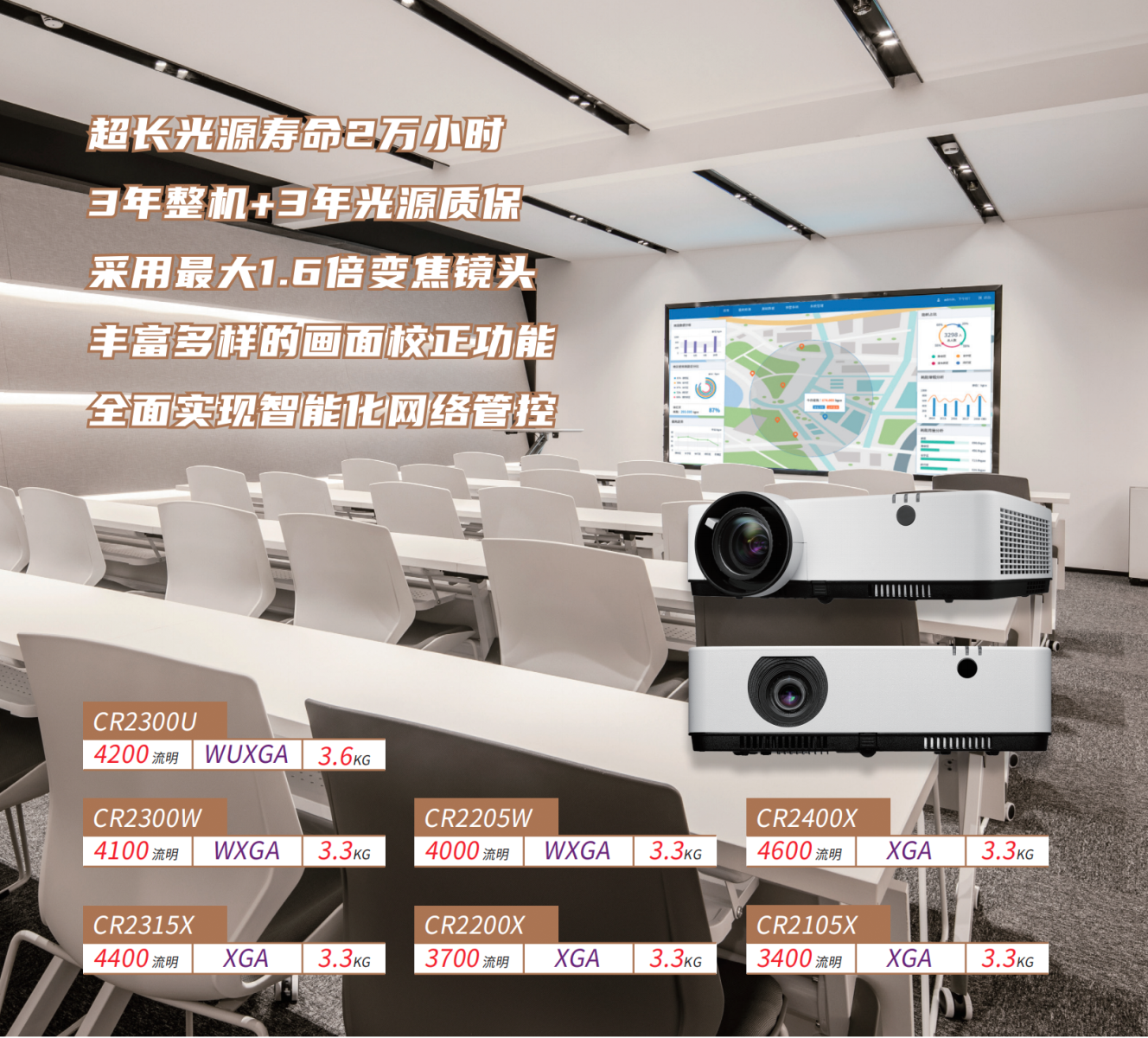 CR2200X高清液晶办公会议投影仪 CR2105X 山东NEC3