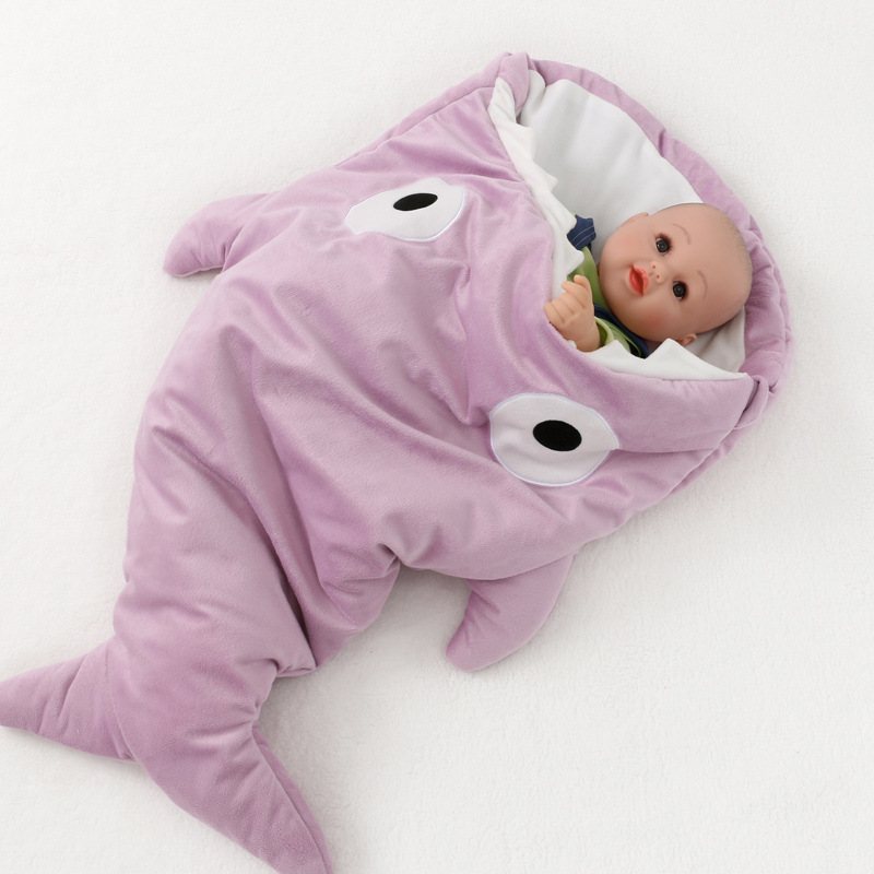 鲨鱼睡袋儿童 用品 童睡袋 防踢抱被春秋包被卡通抱毯襁褓睡袋