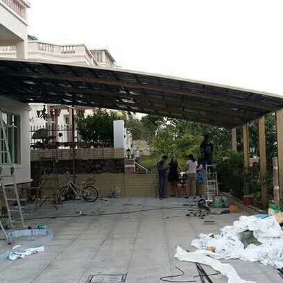 北京耐力板车棚铝合金停车棚阳光板自行车棚耐力板遮雨棚露台雨棚1