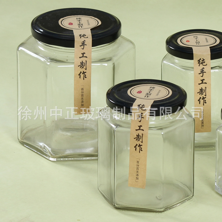 厂家批发45ml-730ml六棱玻璃蜂蜜瓶酱菜瓶密封储果酱物罐头燕窝瓶8