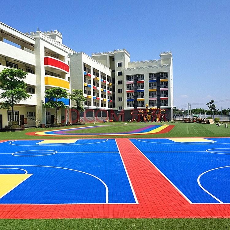泰安幼儿园悬浮式拼装地板 塑胶篮球场拼装地板 滑拼装式运动地垫5