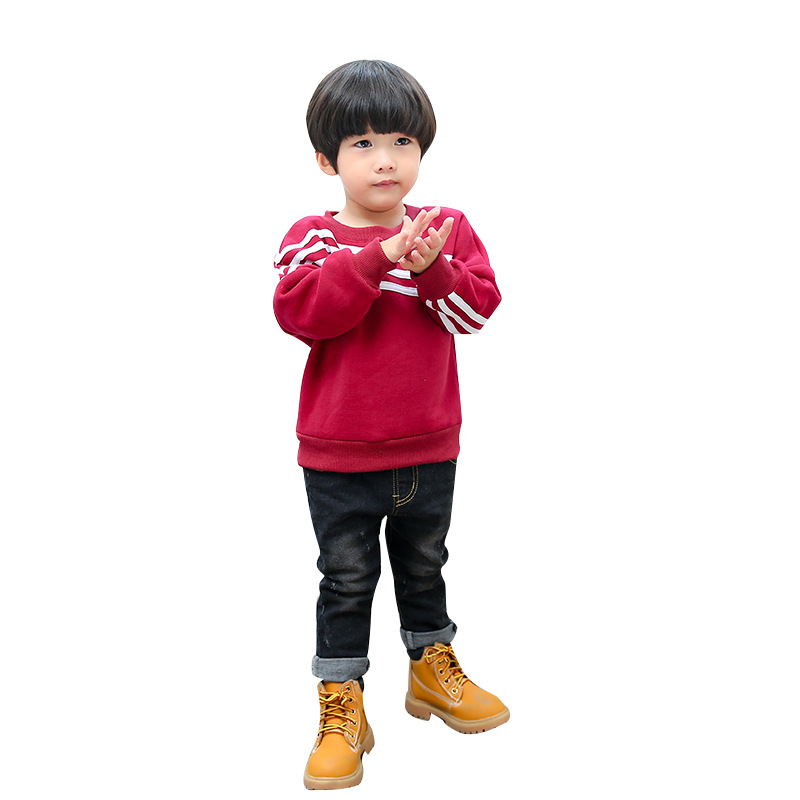 儿童加绒卫衣冬装2017新款中大童加厚上衣儿童韩版童装保暖打底衫