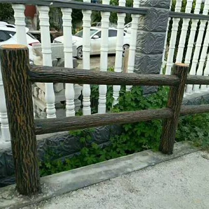 水泥仿木栏杆混凝土仿树皮护栏3D河道安全防护栏园林景观 景观工程项目2