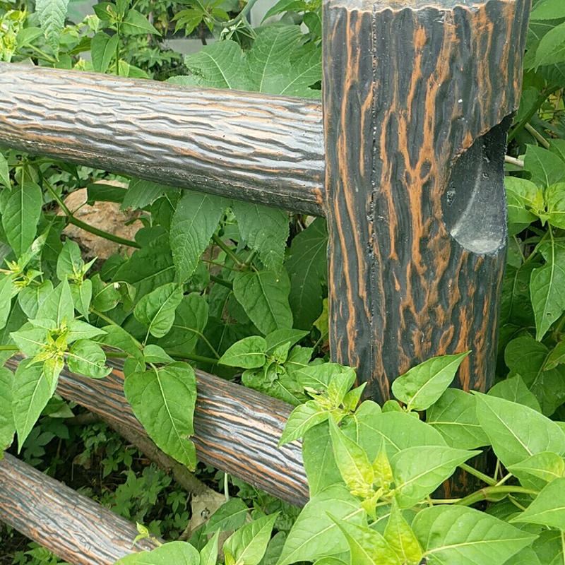 水泥仿木栏杆混凝土仿树皮护栏3D河道安全防护栏园林景观 景观工程项目4