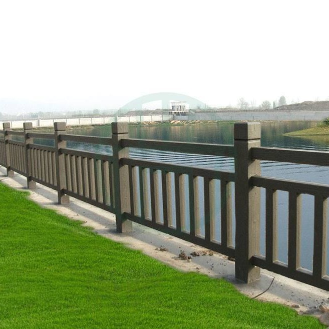 水泥栏杆公园湖边园林河道建筑工程网格GRC栏河水泥仿木栏杆护栏删栏围栏3